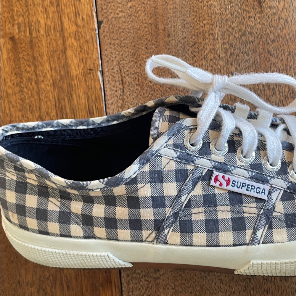 Superga Blue Gingham Sneakers GUC, Size 10 - Picture 9 of 10